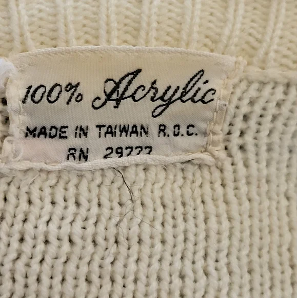 Vintage 70s Acrylic ivory cardigan size medium - Picture 12 of 12